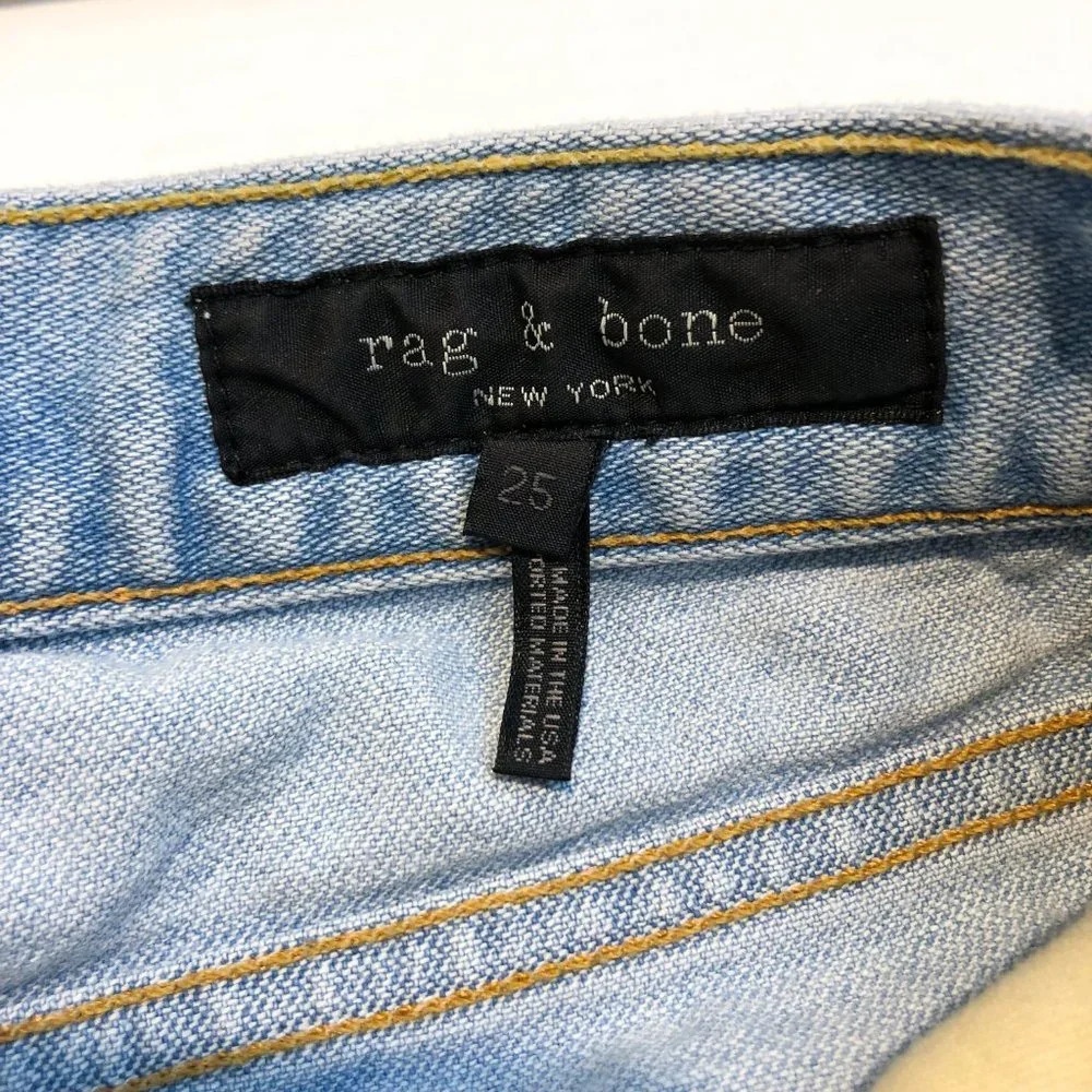Rag & Bone Light Wash High Rise Straight Leg Cropped Designer Denim Jeans 25 - Picture 9 of 10